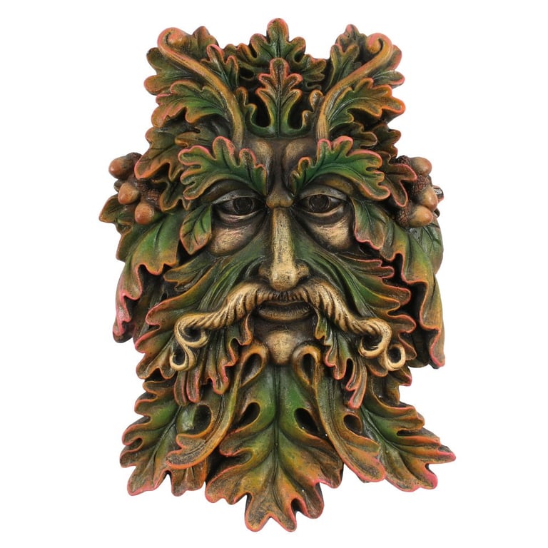 Green Man Face Plaque - Intricate Nature-Inspired Home Decoration