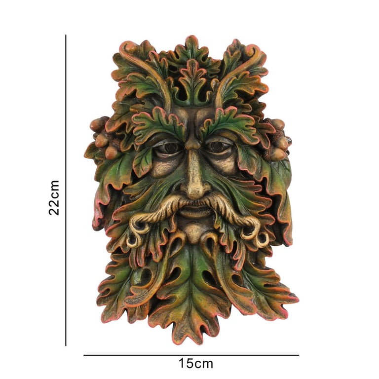 Green Man Face Plaque - Intricate Nature-Inspired Home Decoration