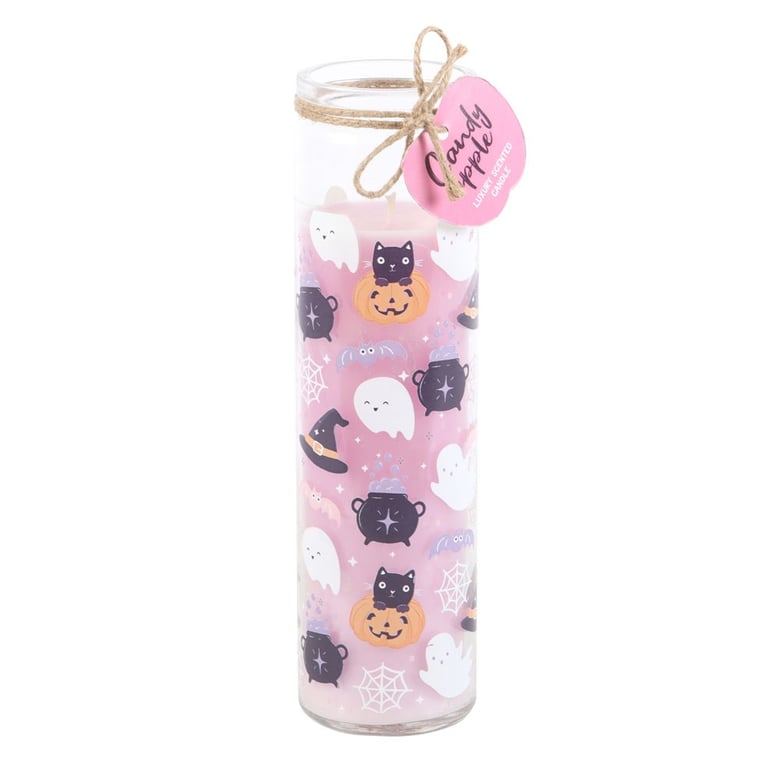 Pastel Halloween Candy Apple Scented Tube Candle - 70hr Burn Time, Vegan Friendly Home Decor