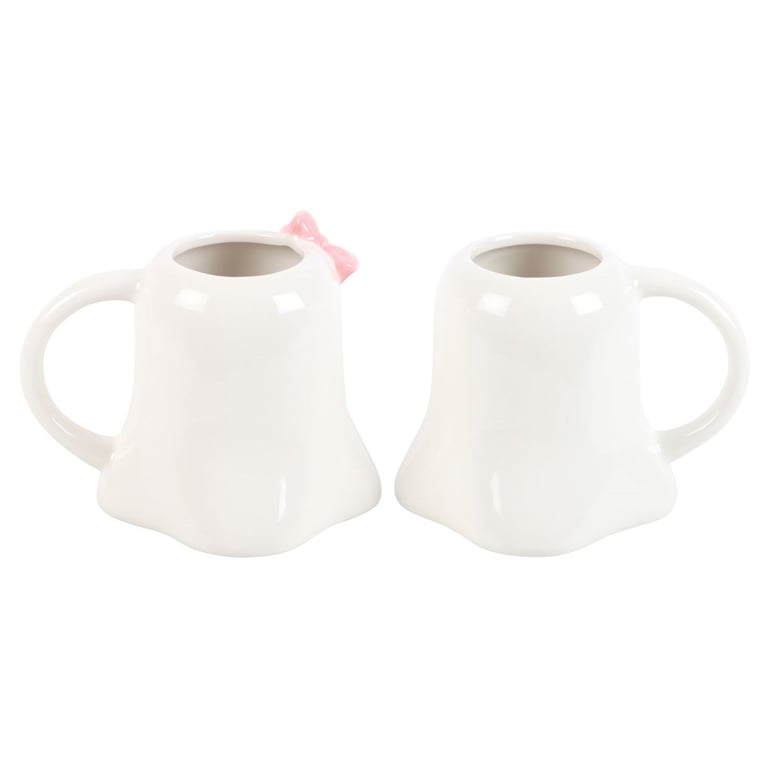 Mr and Mrs Boo Ghost Shaped Mug Set - Elegant Halloween Home Decor for Him & Her