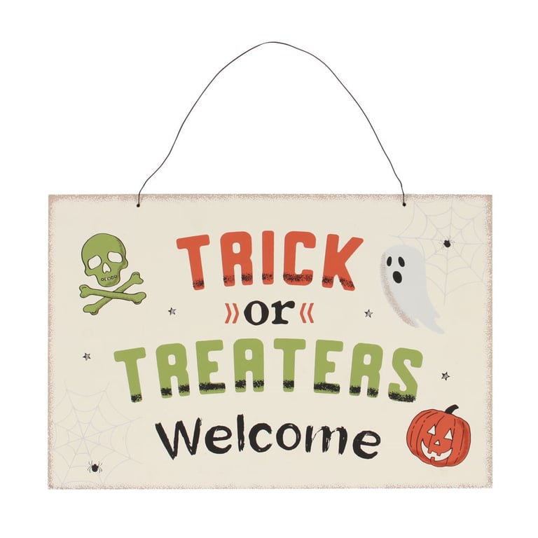 Halloween Welcome Trick-or-Treaters Hanging Sign