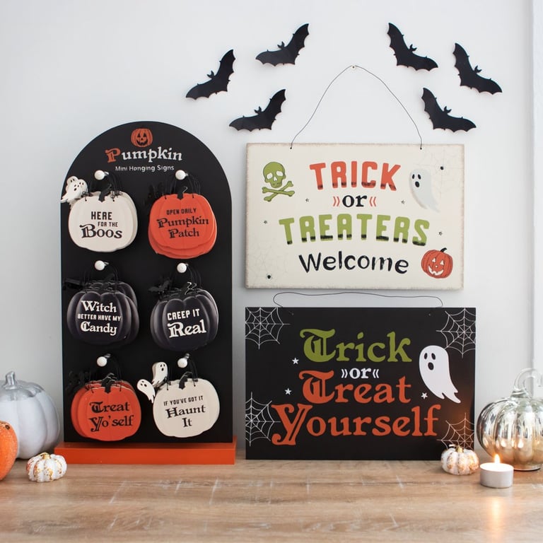 Trick or Treat Yourself Hanging Halloween Sign - Fun Home Decor Accessory