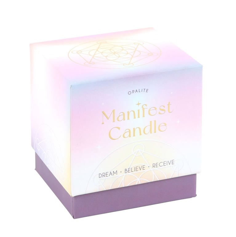 Opalite Lavender & Patchouli Manifestation Candle - Enhance Positive Energy and Relaxation
