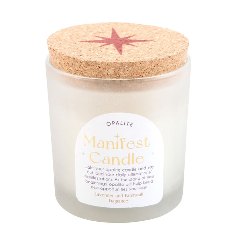 Opalite Lavender & Patchouli Manifestation Candle - Enhance Positive Energy and Relaxation