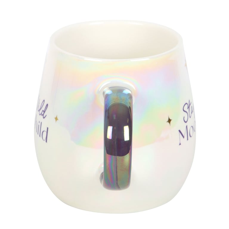 Stay Wild Moon Child Ceramic Mug - Free Spirit Design, 500ml Capacity, Purple Handle