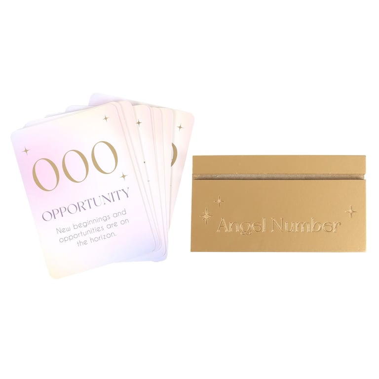 Angel Number Affirmation Cards with Wooden Stand - Daily Inspiration and Spiritual Growth
