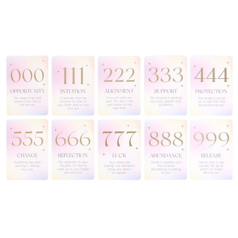 Angel Number Affirmation Cards with Wooden Stand - Daily Inspiration and Spiritual Growth