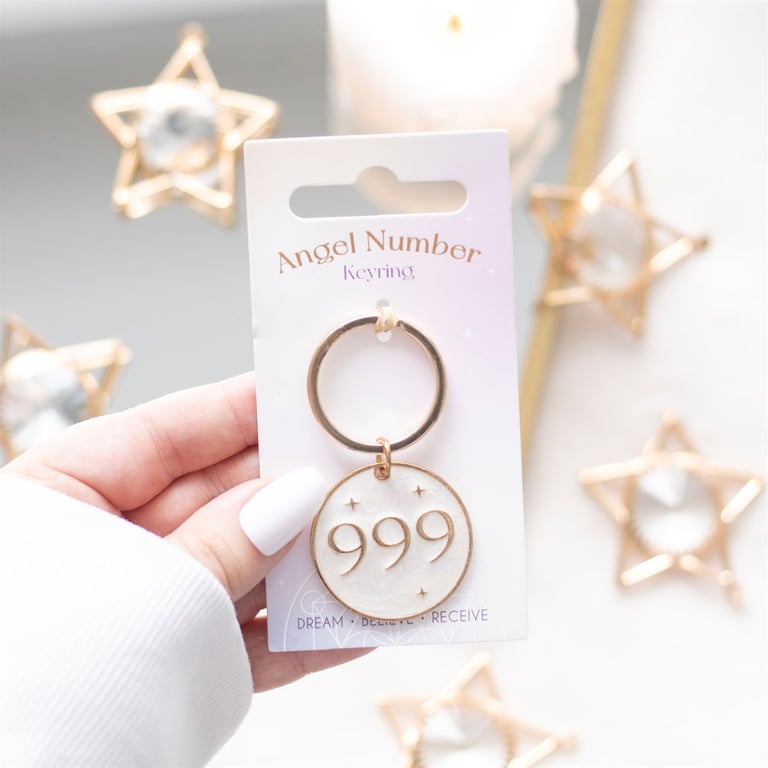 999 Angel Number Keyring - Release and Renewal Spiritual Guidance