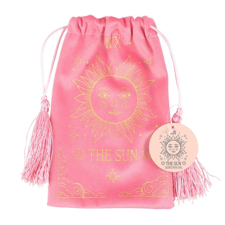 The Sun Vintage Tarot Velvet Drawstring Bag - Perfect Storage for Tarot Decks & Crystals