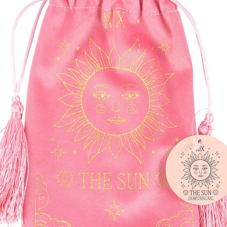 The Sun Vintage Tarot Velvet Drawstring Bag - Perfect Storage for Tarot Decks & Crystals