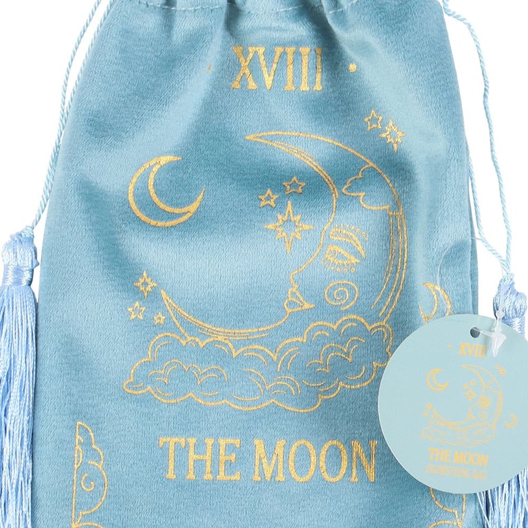 The Moon Vintage Tarot Velvet Drawstring Bag - Store Your Tarot Deck or Crystals in Style