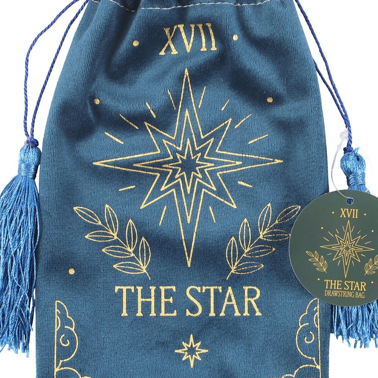The Star Vintage Tarot Velvet Drawstring Bag - Store Your Tarot Decks and Crystals in Style