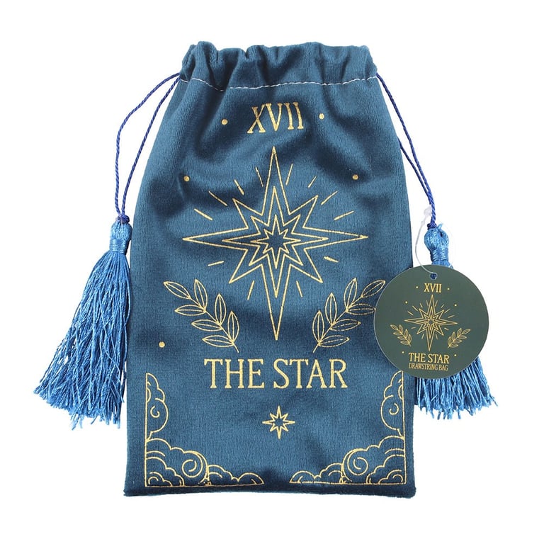 The Star Vintage Tarot Velvet Drawstring Bag - Store Your Tarot Decks and Crystals in Style