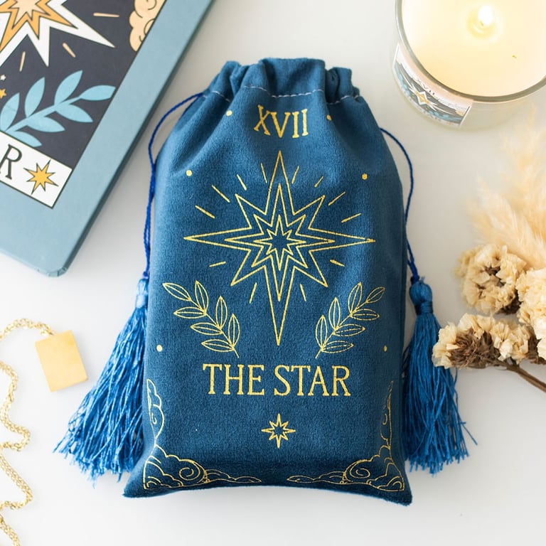 The Star Vintage Tarot Velvet Drawstring Bag - Store Your Tarot Decks and Crystals in Style