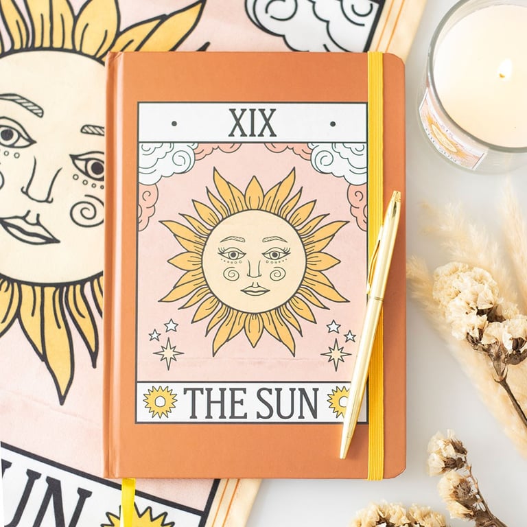 The Sun Vintage Tarot A5 Lined Pages Notebook