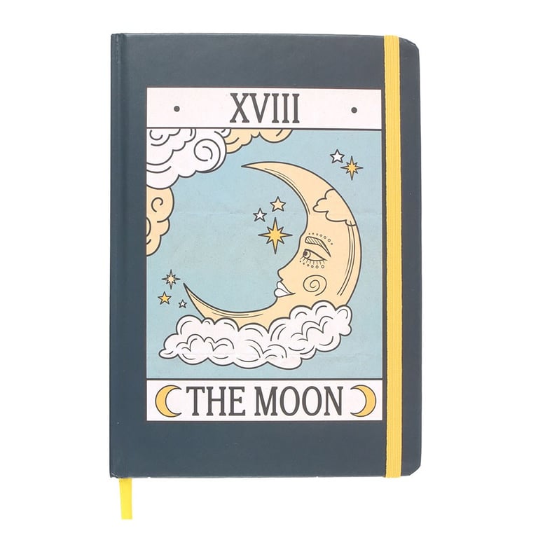 The Moon Vintage Tarot A5 Notebook - Elegant Lined Pages & Gold Edged Notes