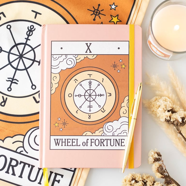 The Wheel of Fortune Vintage Tarot A5 Notebook - 100 Sheets / 200 Lined Pages Journaling and Note Taking Book