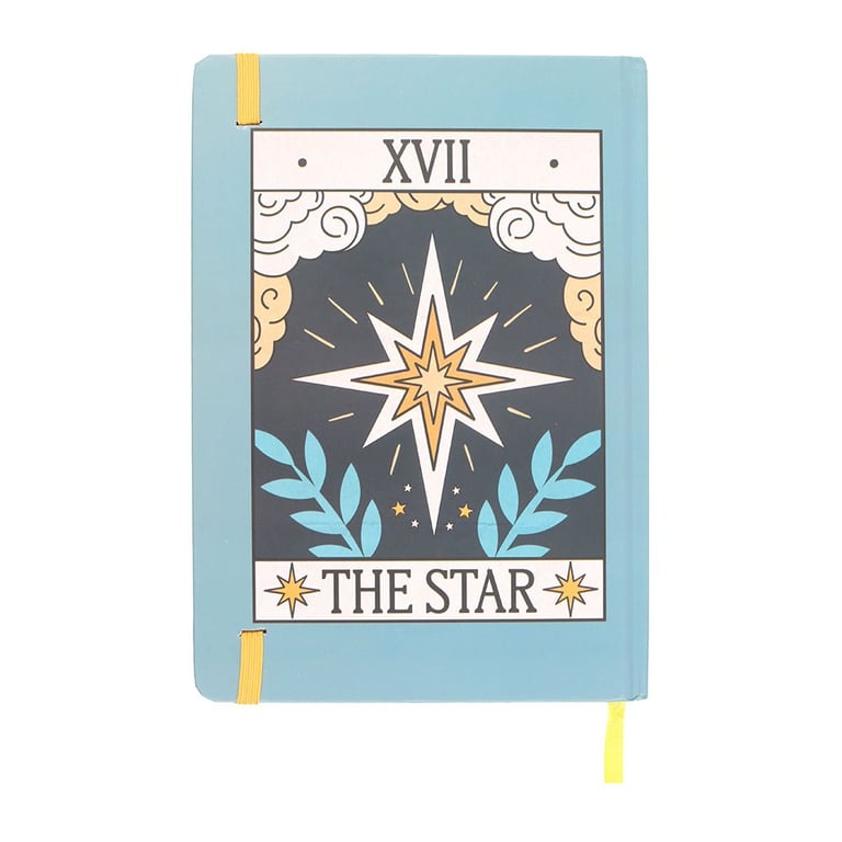 The Star Vintage Tarot A5 Notebook - 200 Lined Pages with Gold Edged Journaling Notes