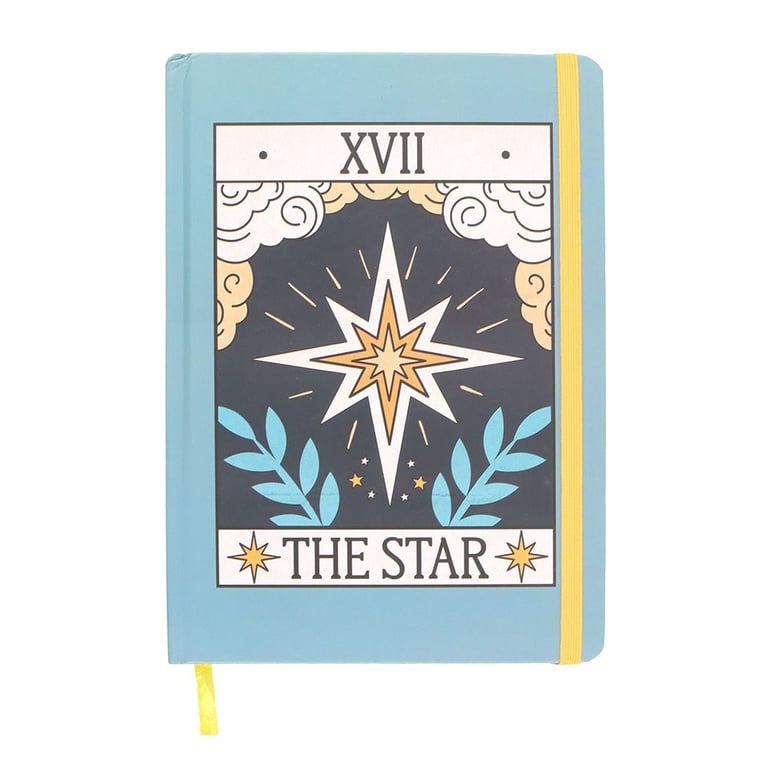 The Star Vintage Tarot A5 Notebook - 200 Lined Pages with Gold Edged Journaling Notes