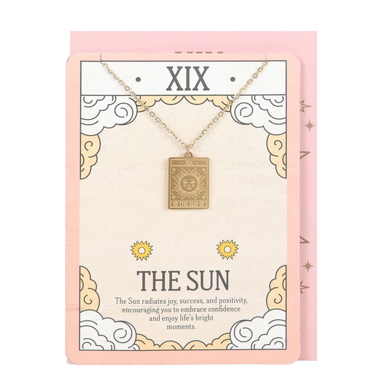 The Sun Vintage Tarot Necklace - Joyful Pendant on Greeting Card Gift