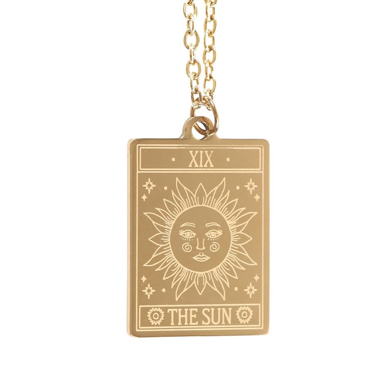 The Sun Vintage Tarot Necklace - Joyful Pendant on Greeting Card Gift