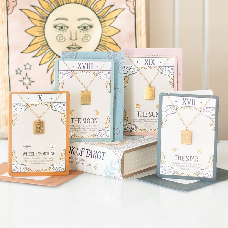 The Sun Vintage Tarot Necklace - Joyful Pendant on Greeting Card Gift