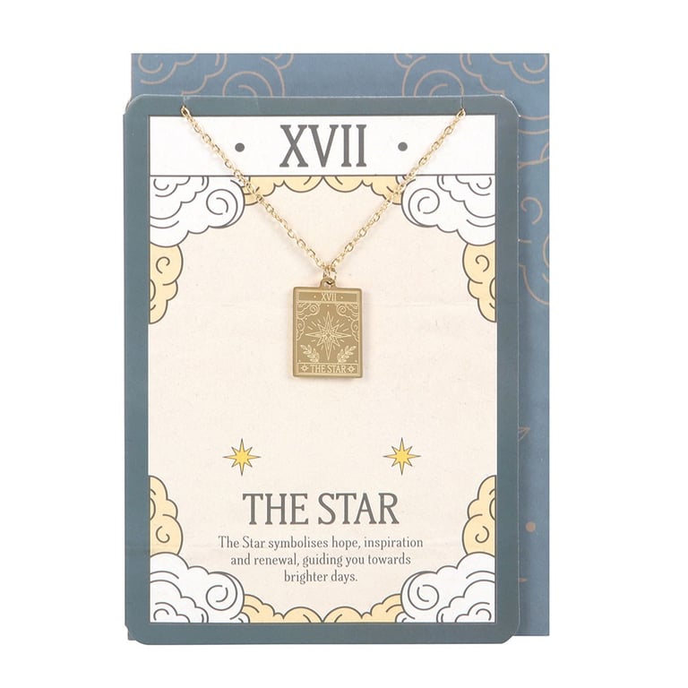 The Star Vintage Tarot Necklace on Greeting Card - Hope, Inspiration & Renewal Gift