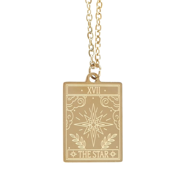 The Star Vintage Tarot Necklace on Greeting Card - Hope, Inspiration & Renewal Gift