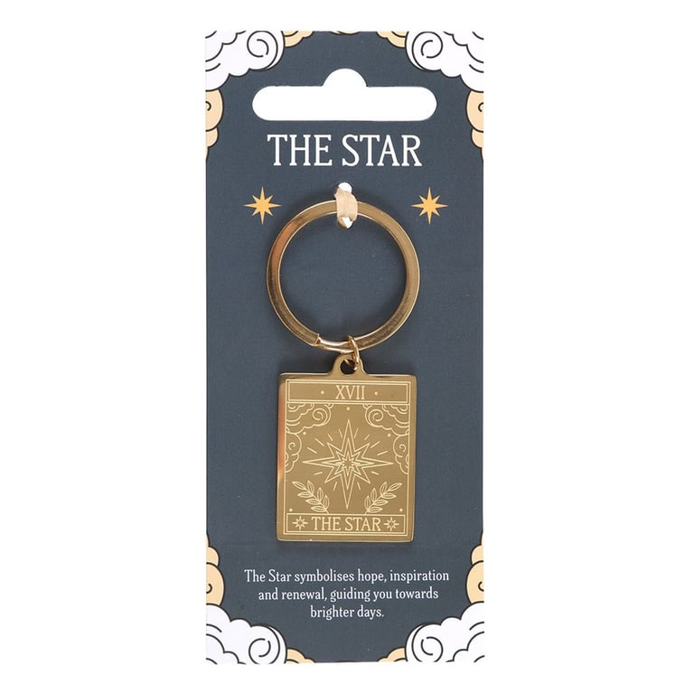 Vintage Star Tarot Keychain Gift - Gold Tone Traditional Design