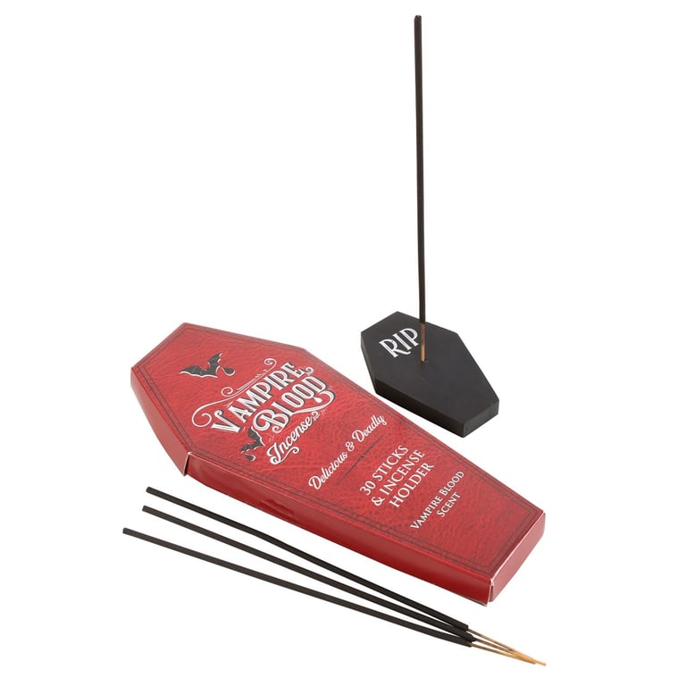 Vampire Blood Incense Sticks and Coffin Holder Set - 30 High-Quality Scented Sticks for Mystical Ambiance