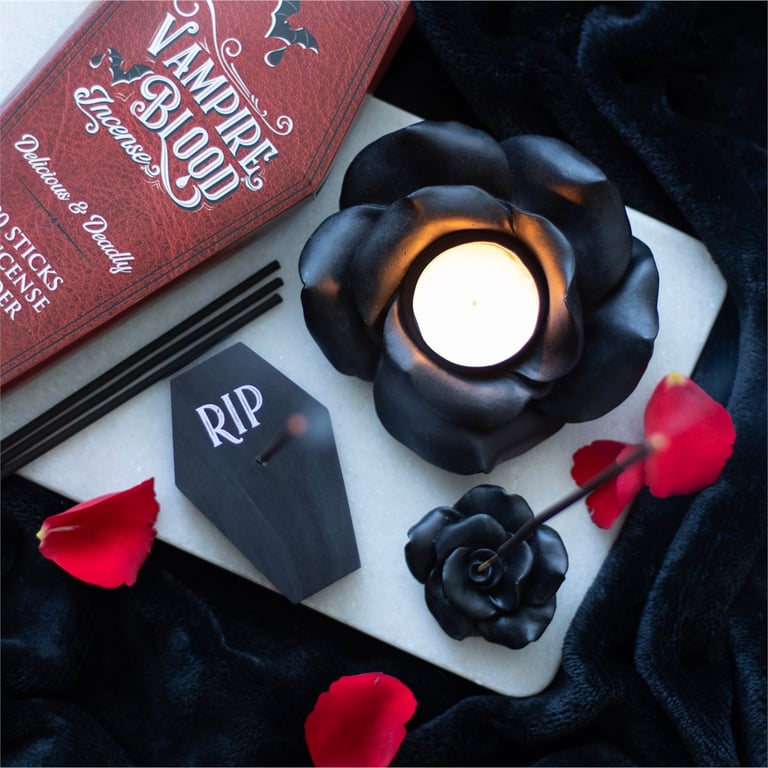 Vampire Blood Incense Sticks and Coffin Holder Set - 30 High-Quality Scented Sticks for Mystical Ambiance
