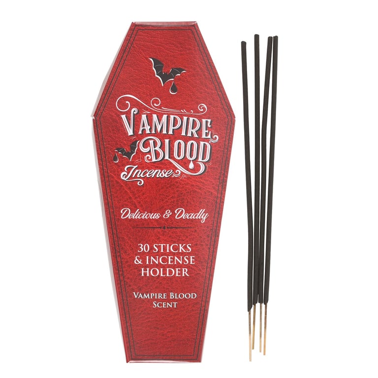 Vampire Blood Incense Sticks and Coffin Holder Set - 30 High-Quality Scented Sticks for Mystical Ambiance