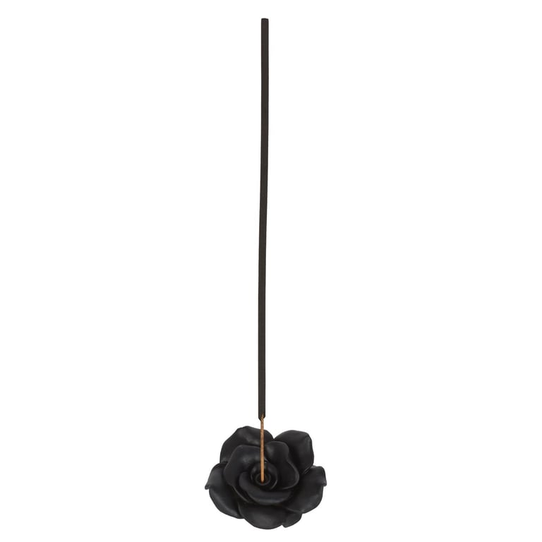 Black Rose Resin Elegant Incense Stick Holder - Home Ritual Decor