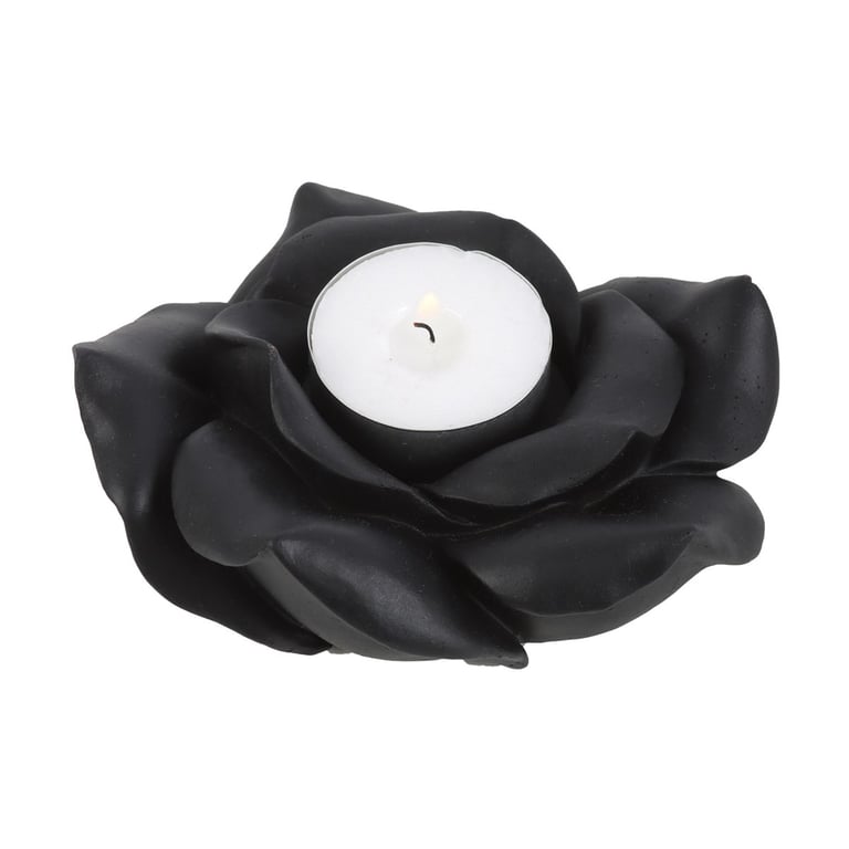 Black Rose Resin Tealight Holder - Romantic Home Decor Candle Ambiance