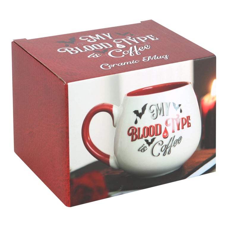 My Blood Type is Coffee 500ml Rounded Mug - Vampire Coffee Lover Gift