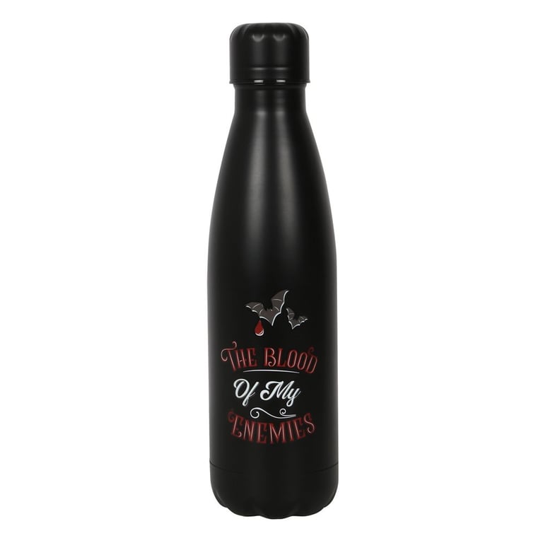 The Blood of My Enemies Metal Water Bottle - 500ml Reusable Hydration Bottle with Bat Accents