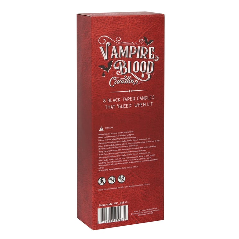 Vampire Blood Taper Candles - Eerie 8-Piece Set with Bleeding Wax Effect, Unscented Paraffin Wax for Home Decor