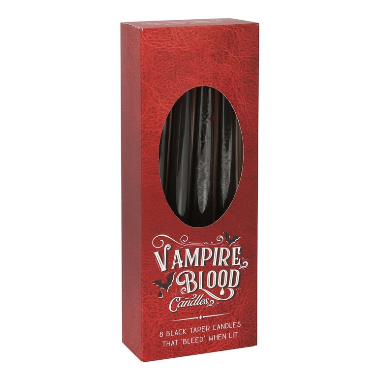 Vampire Blood Taper Candles - Eerie 8-Piece Set with Bleeding Wax Effect, Unscented Paraffin Wax for Home Decor