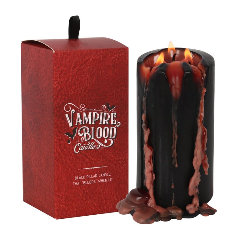 Large Vampire Blood Pillar Candle - Eerie Bleeding Wax Effect, 7 Hour Burn Time