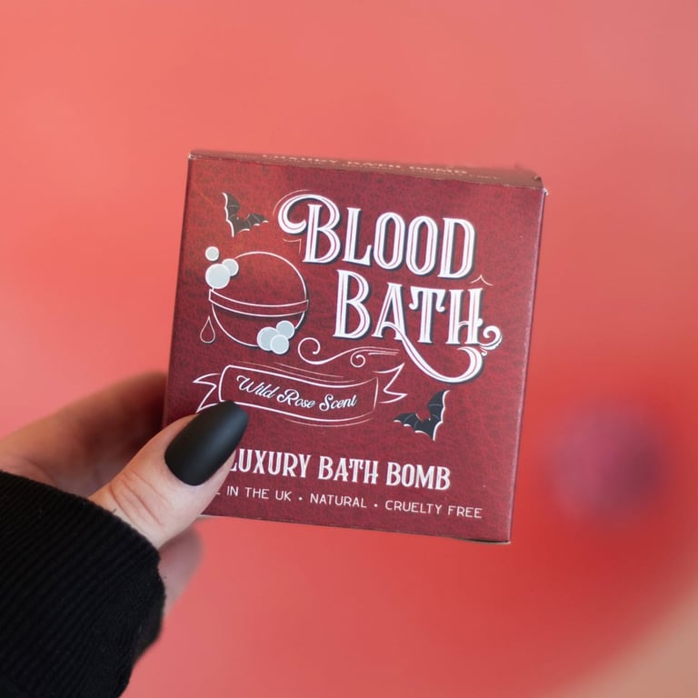 Wild Rose Blood Bath Bomb Cruelty Free UK Made Soak for Dramatic Relaxation