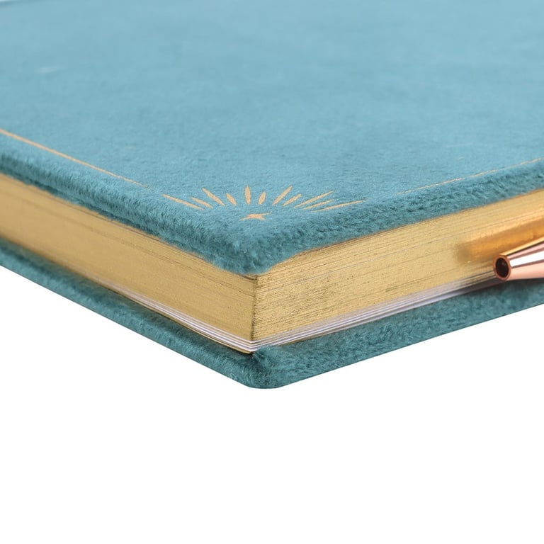 Green Aventurine Crystal Pen Abundance Journal with Lined Pages and Metallic Gold Accents