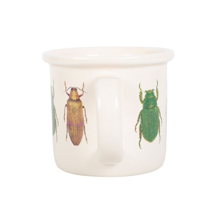 Off White Ceramic Beetle Design Mug - Whimsical Garden Gift