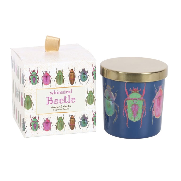 Blue Beetle Candle - Amber Vanilla Fragrance Home Decor Candle with 25 Hour Burn Time