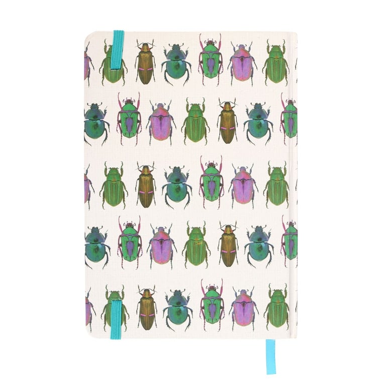 Beetle Print A5 Notebook with Gold Foil & Lined Pages