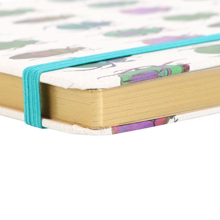 Beetle Print A5 Notebook with Gold Foil & Lined Pages