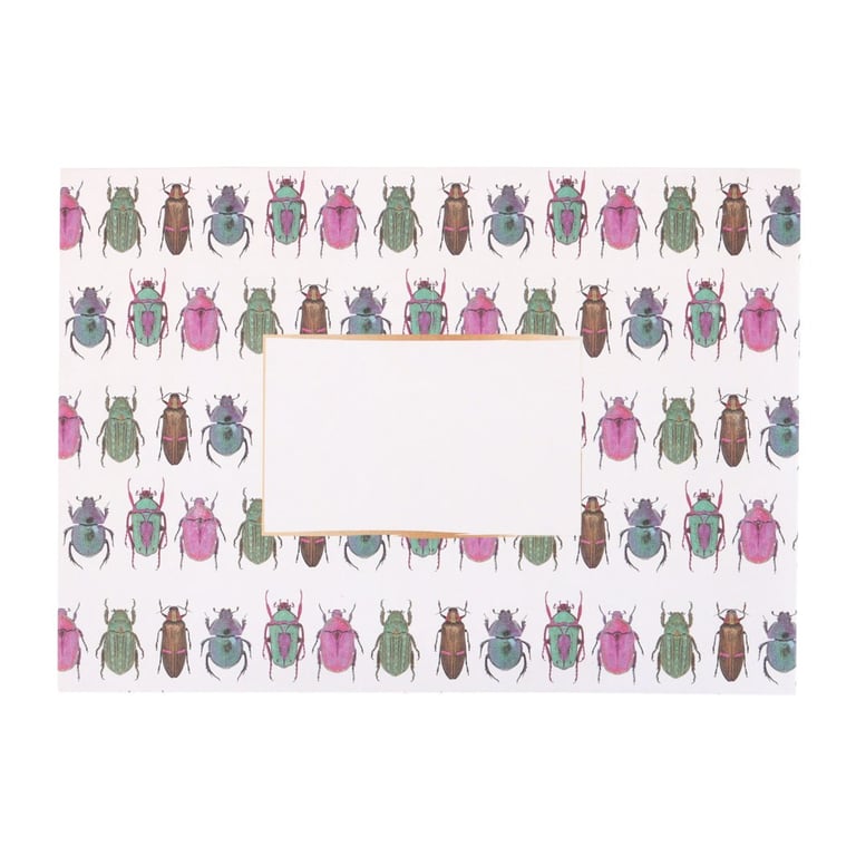 Lucky Beetle Necklace Card - Whimsical Good Luck Charm in Gold Tone Jewelry