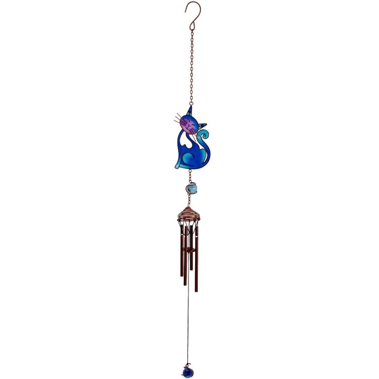 Blue Slinky Cat Wind Chime - Indoor & Outdoor Decorative Home Accent