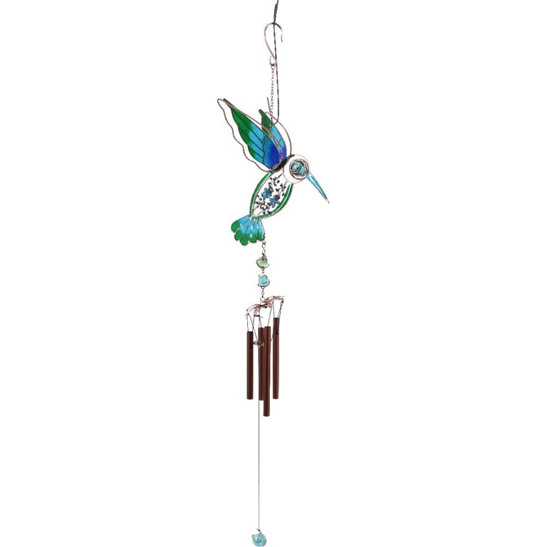 Blue Hummingbird Wind Chime - Beautiful Outdoor and Indoor Decorative Accessory