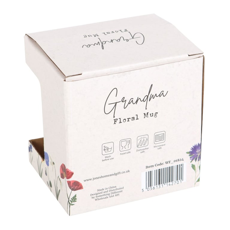 Grandma Wildflower Pedestal Mug - Dishwasher & Microwave Safe, Exquisite British Countryside Design