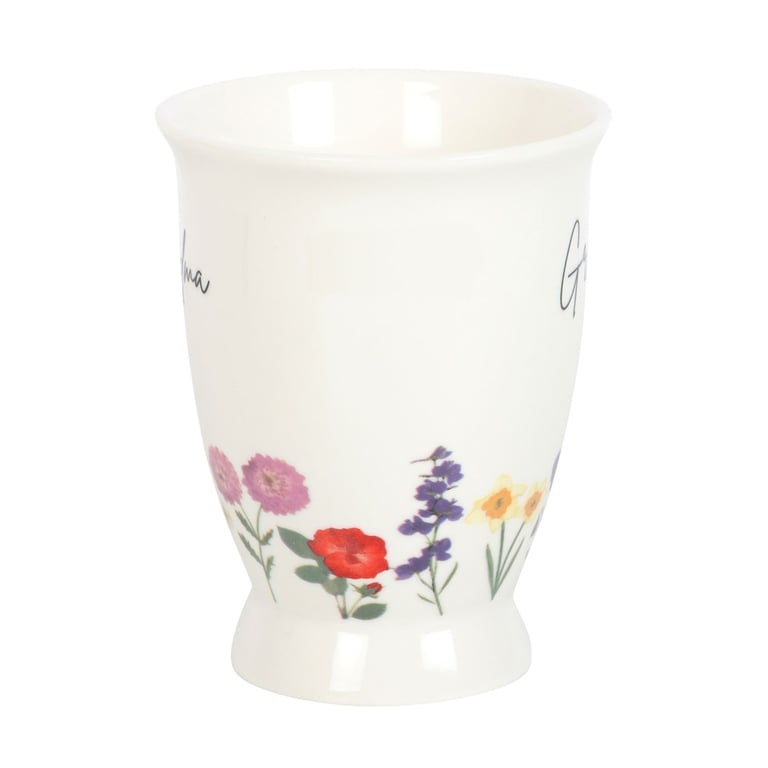 Grandma Wildflower Pedestal Mug - Dishwasher & Microwave Safe, Exquisite British Countryside Design